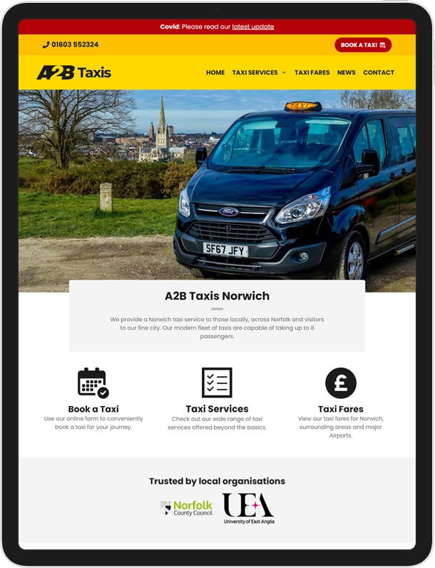 A2B Taxis - New Wordpress website