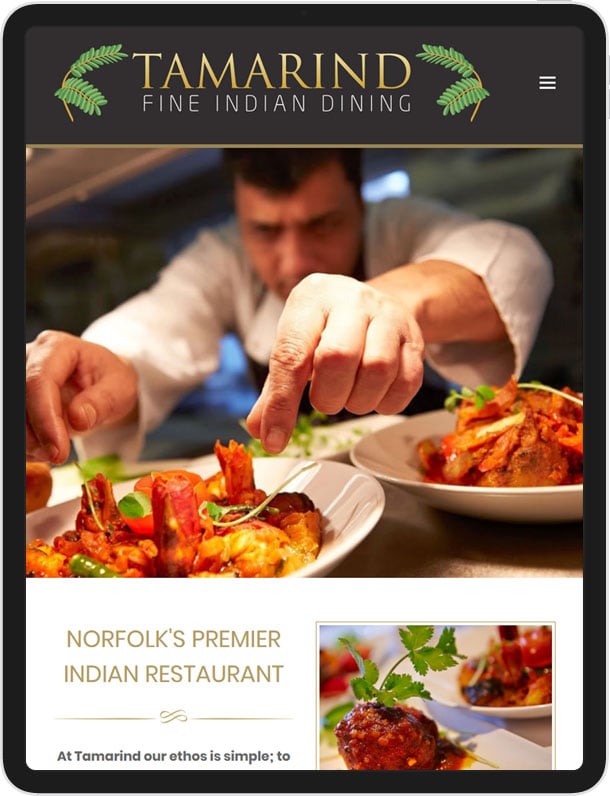 Wordpress Website for Tamarind Indian Restaurant